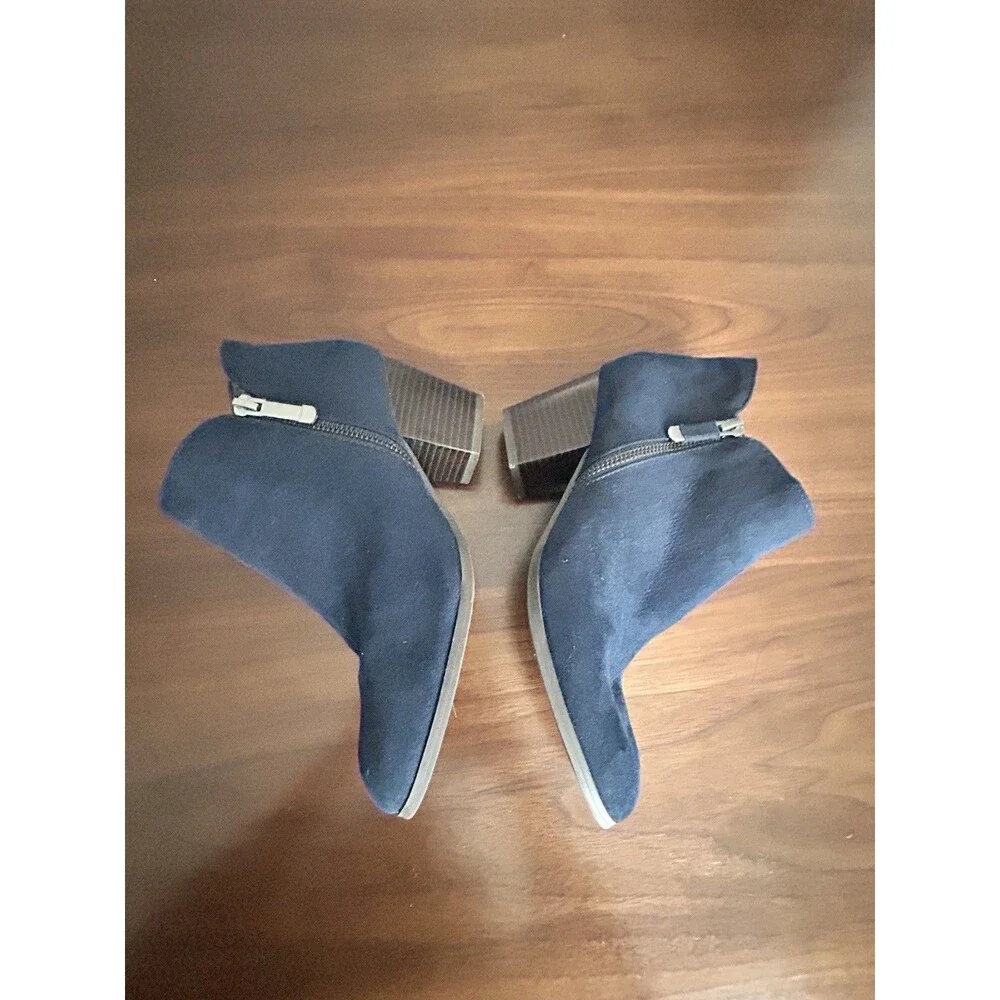 Style & Co Masrinaa Blue Suede Ankle Bootie Almond Toe Side Zip Women’s 7.5